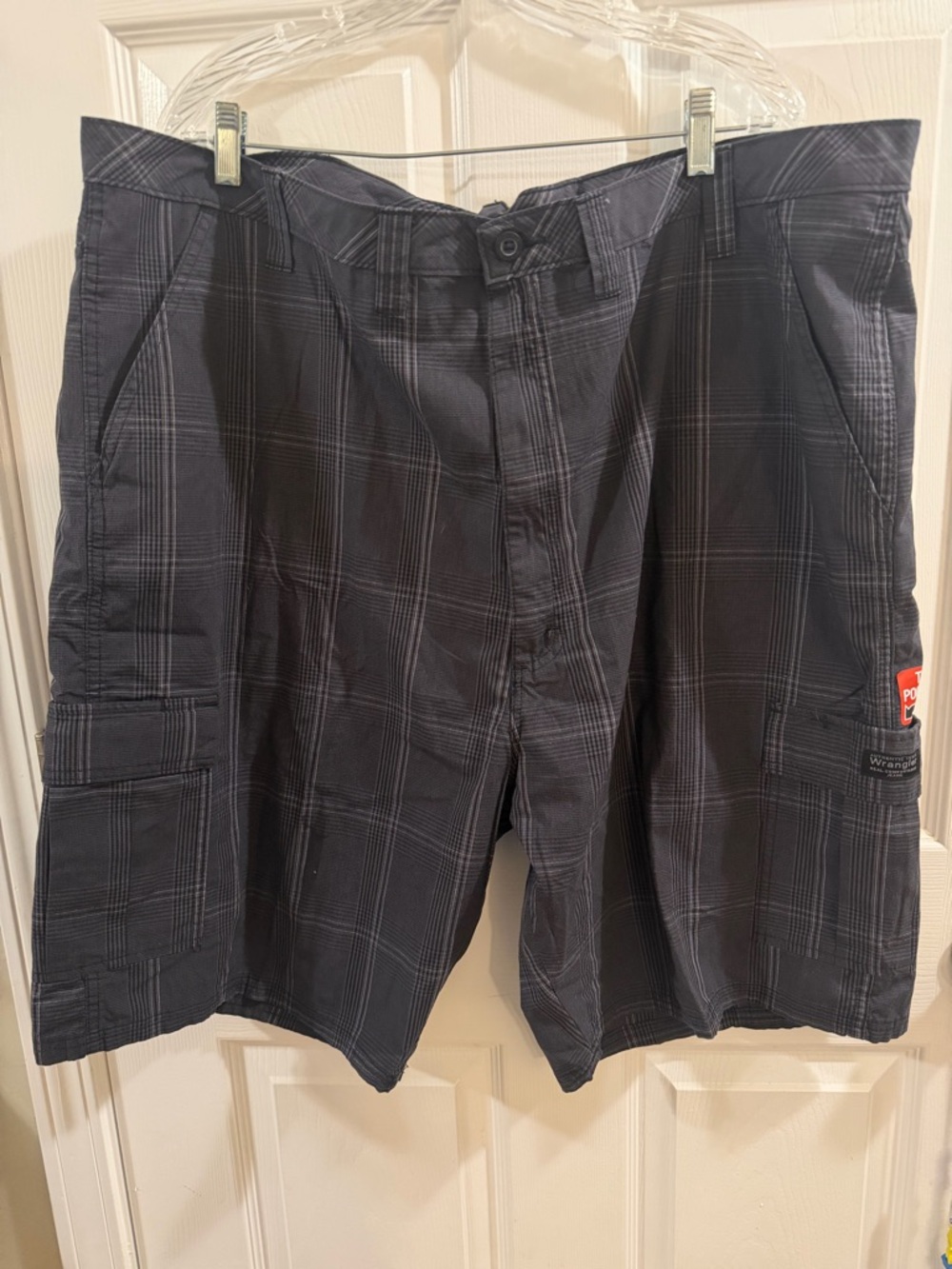 Wrangler Black Plaid Cargo Shorts